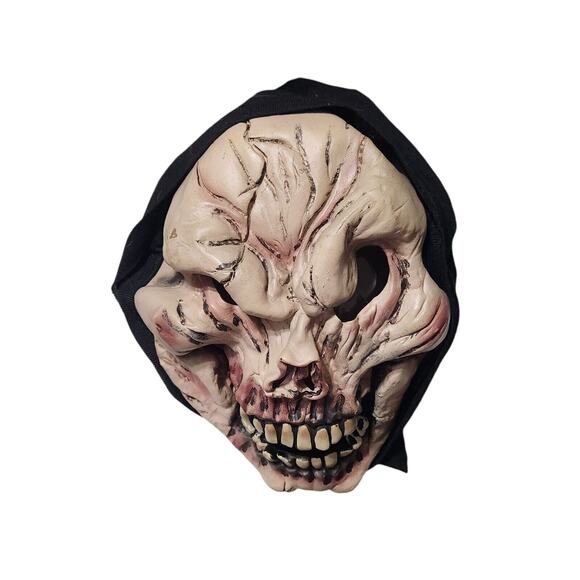 Vintage Grim Reaper Hooded Halloween Mask‎ Costume Cosplay - Picture 2 of 4